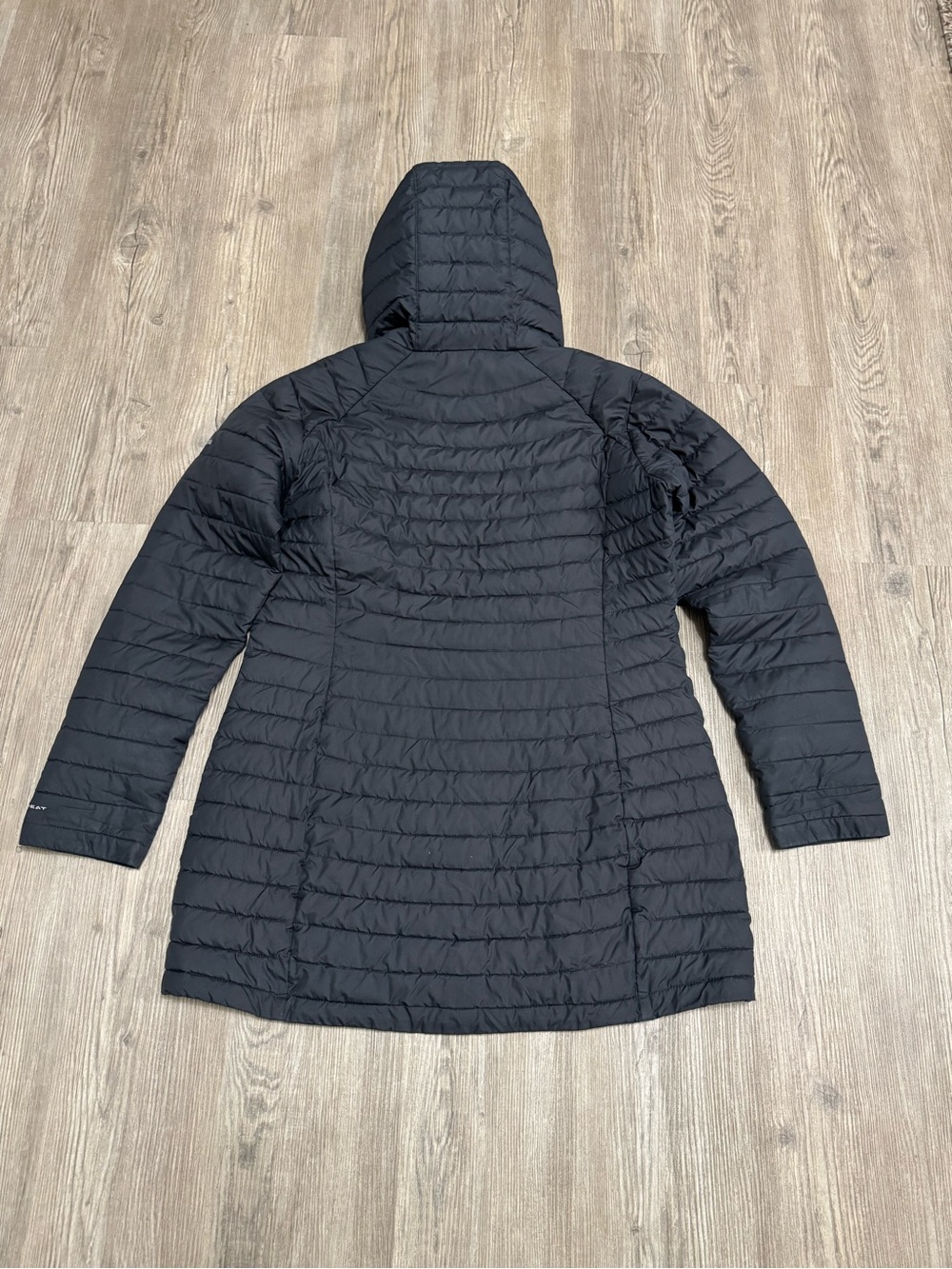 Columbia Womens Black White Out Mid Omni Heat Puffer Hooded Jacket  XL XK0679 - Picture 6 of 8